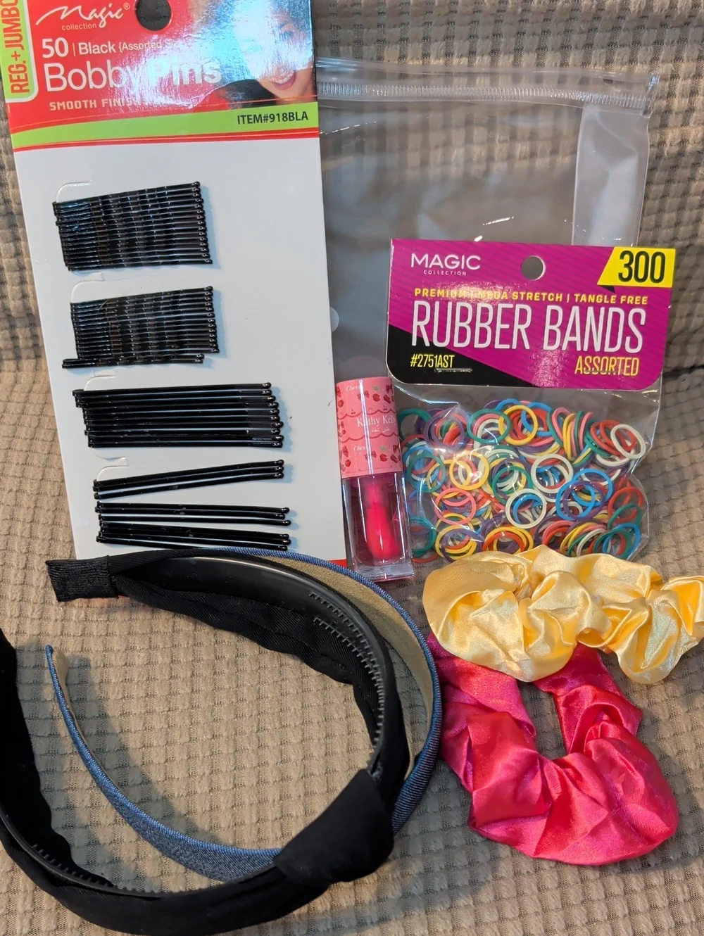 Hair Accessory Mixed Set with Pink and Yellow Satin Scrunchies New